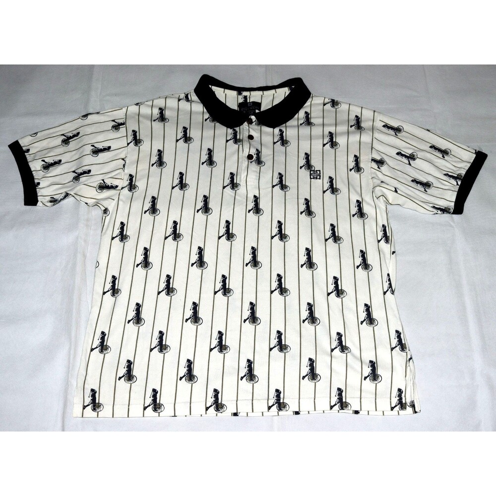 Givenchy Activewear Vintage Men's All Over Golf Pattern Logo Polo Shirt Size 1X